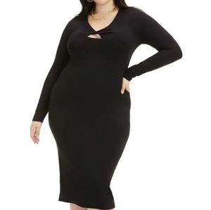 NWT GOOD AMERICAN Twist Peek a Boo Dress Black 01 GA Size 8 3x 4x